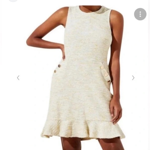 LOFT Yellow Tweed Flare Dress - Size 12 - Picture 1 of 4